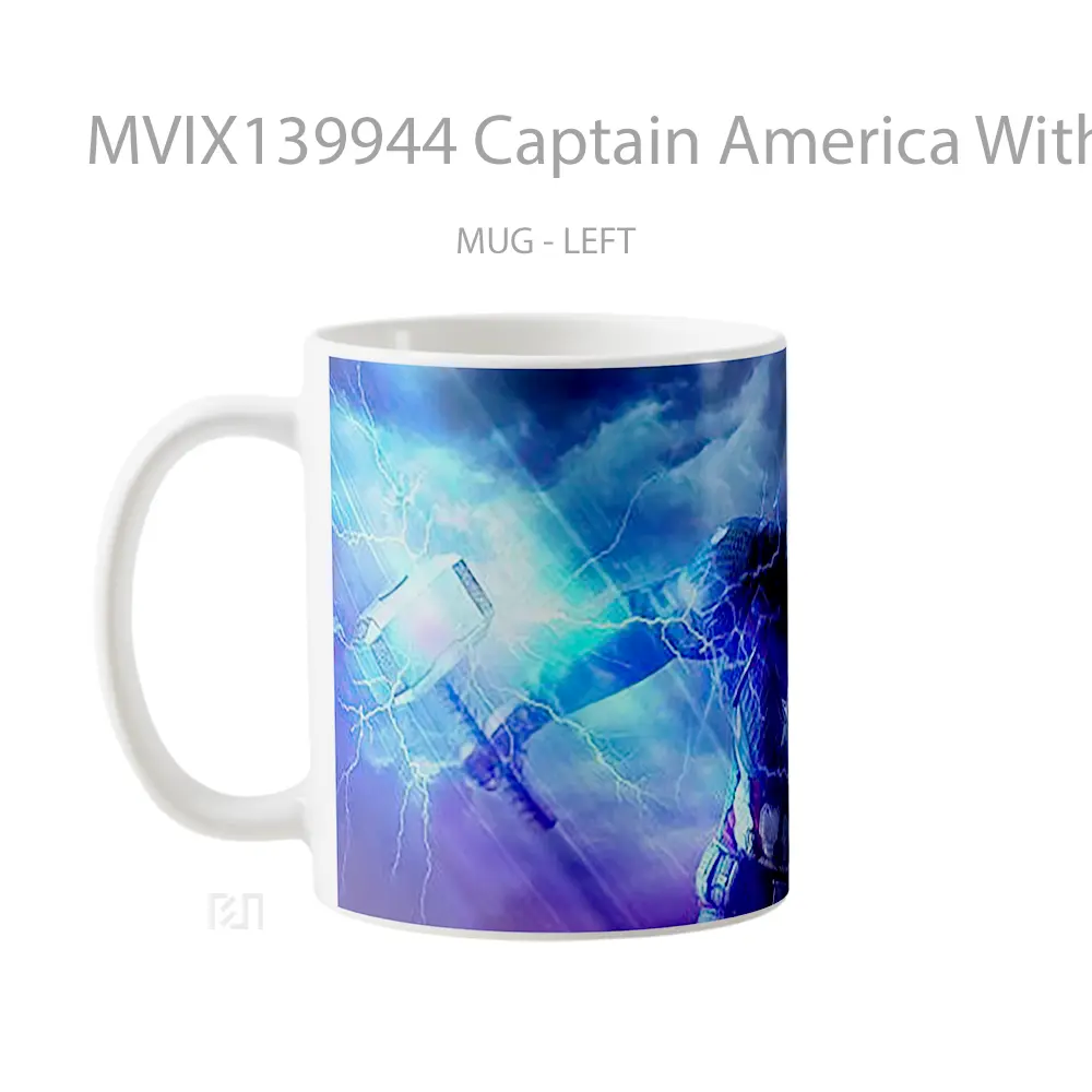 Mug Captain America With Hammer And Shield Gelas Superhero - All-side / Desain