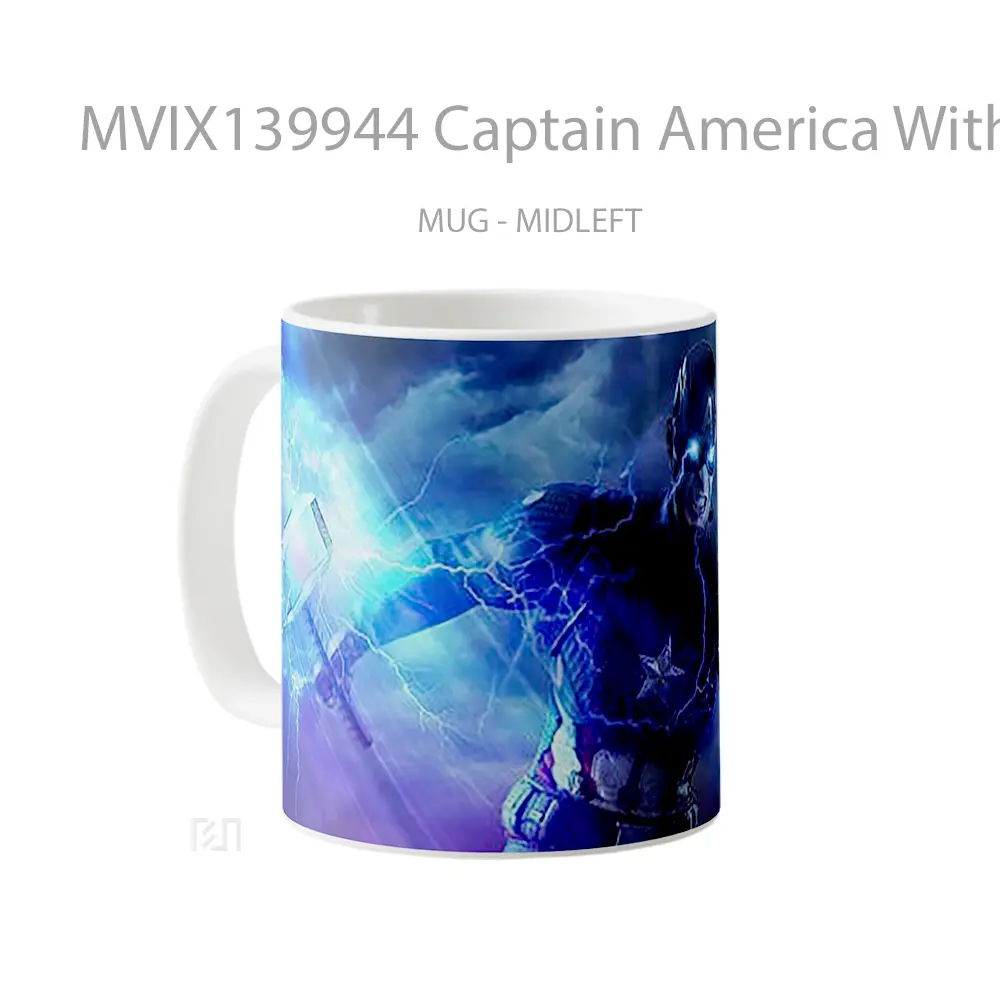 Mug Captain America With Hammer And Shield Gelas Superhero - All-side / Desain