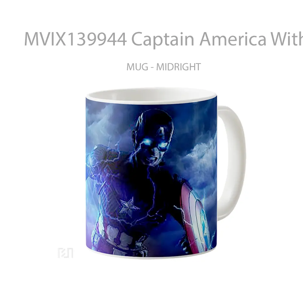 Mug Captain America With Hammer And Shield Gelas Superhero - All-side / Desain