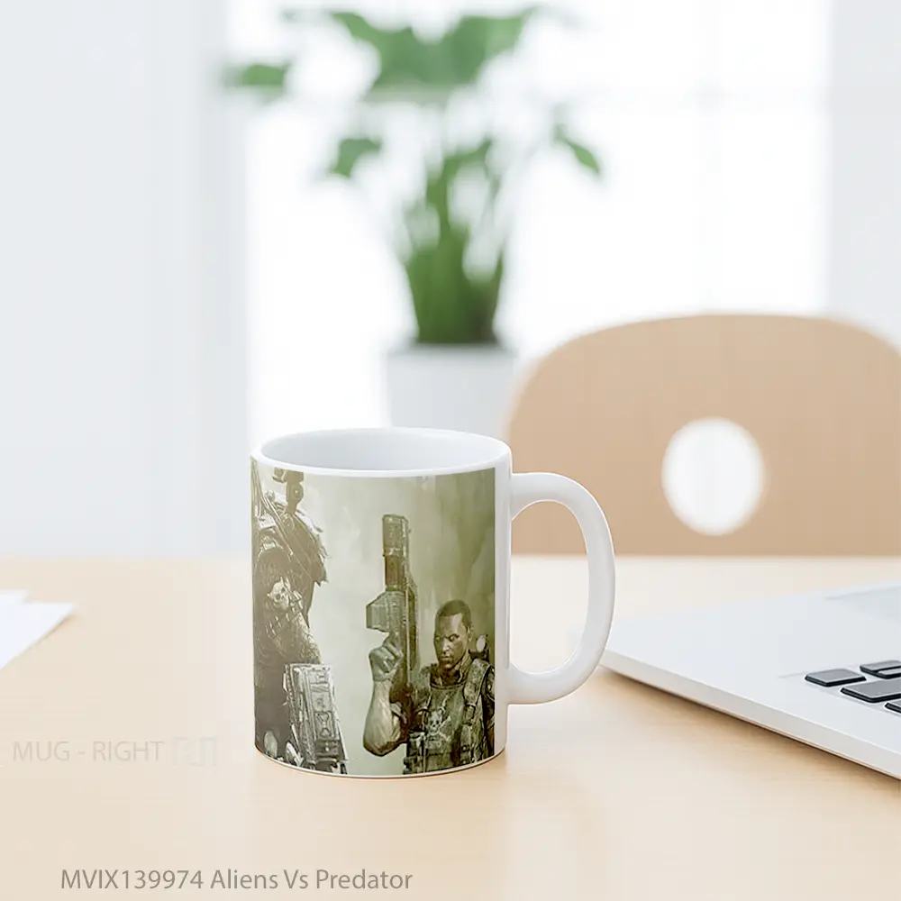 Mug Aliens Vs Predator Gelas Keramik Unik - All-side / Desain