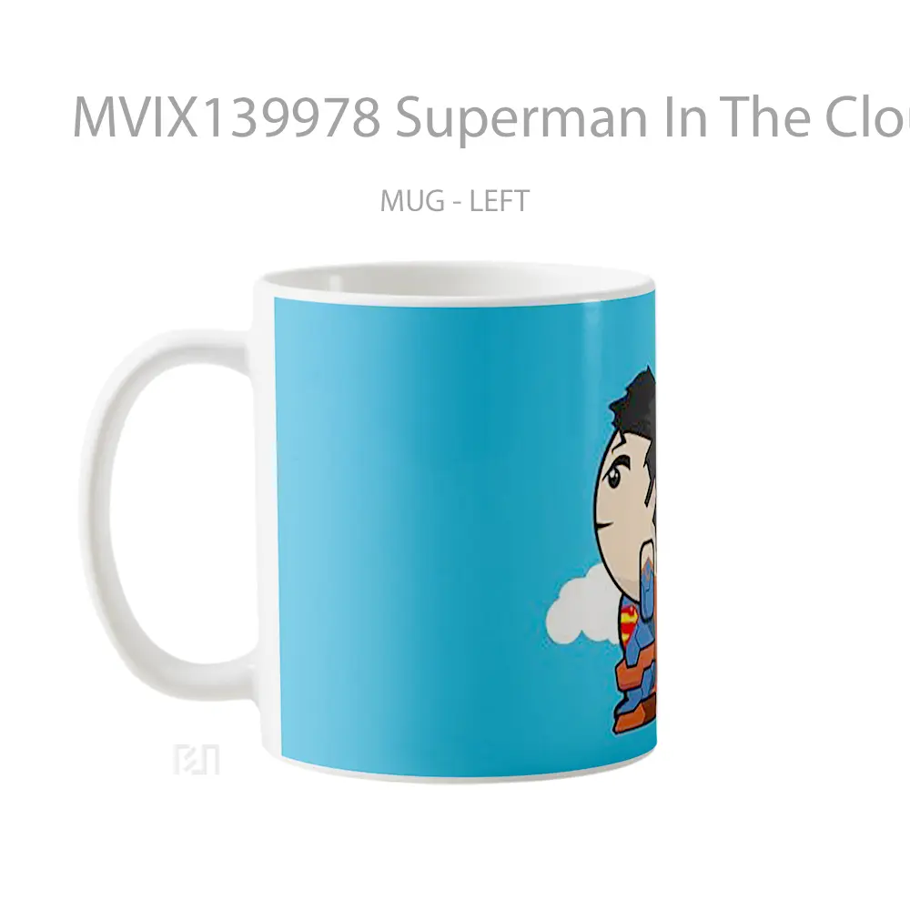 Mug Superman In The Clouds Minimalist Gelas Superhero - All-side / Desain