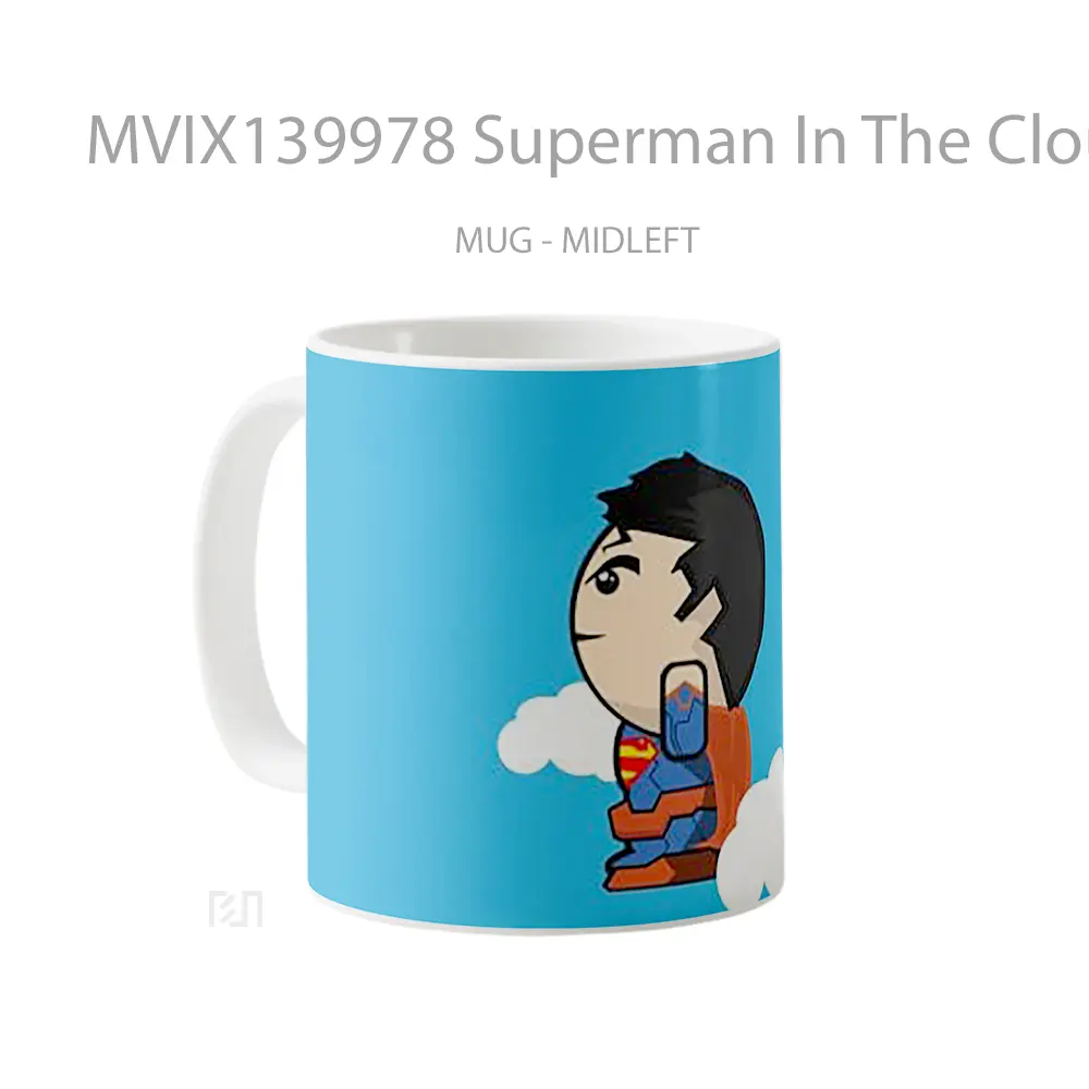 Mug Superman In The Clouds Minimalist Gelas Superhero - All-side / Desain