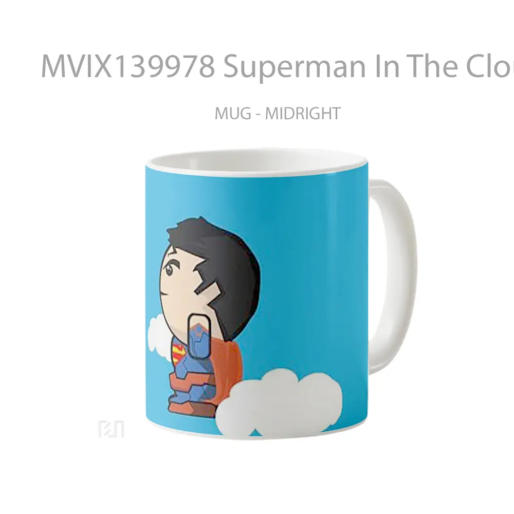 Mug Superman In The Clouds Minimalist Gelas Superhero - All-side / Desain