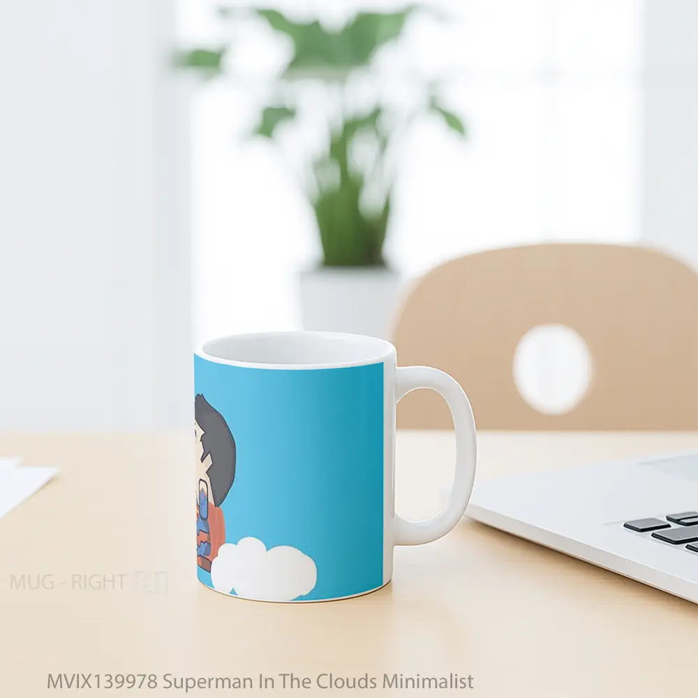 Mug Superman In The Clouds Minimalist Gelas Superhero - All-side / Desain