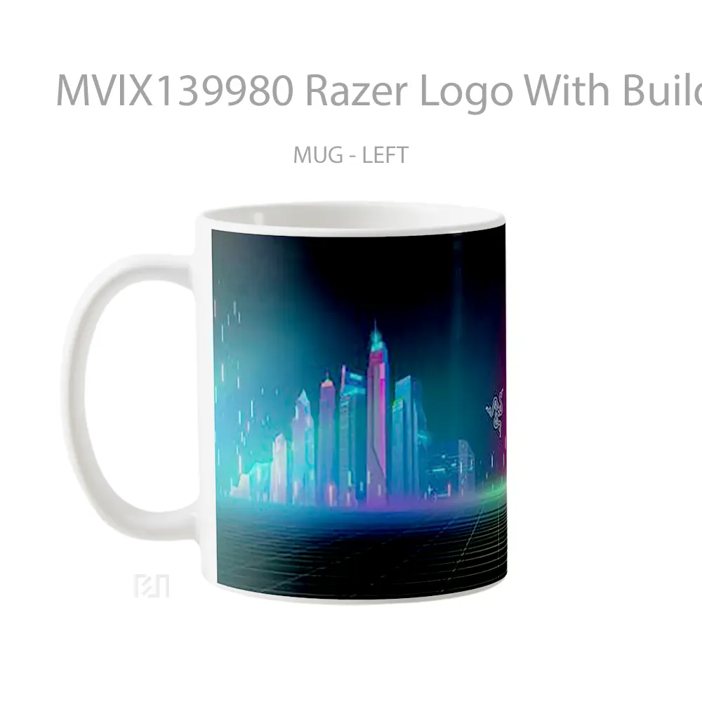 Mug Razer Logo With Buildings Gelas Keramik Unik - All-side / Desain