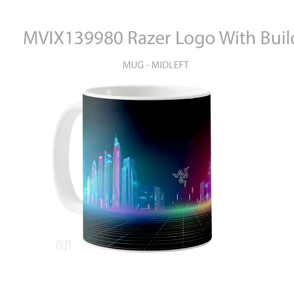 Mug Razer Logo With Buildings Gelas Keramik Unik - All-side / Desain
