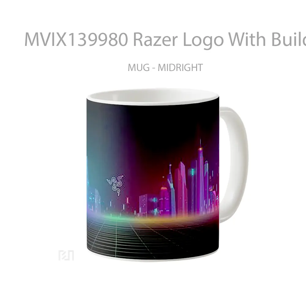 Mug Razer Logo With Buildings Gelas Keramik Unik - All-side / Desain