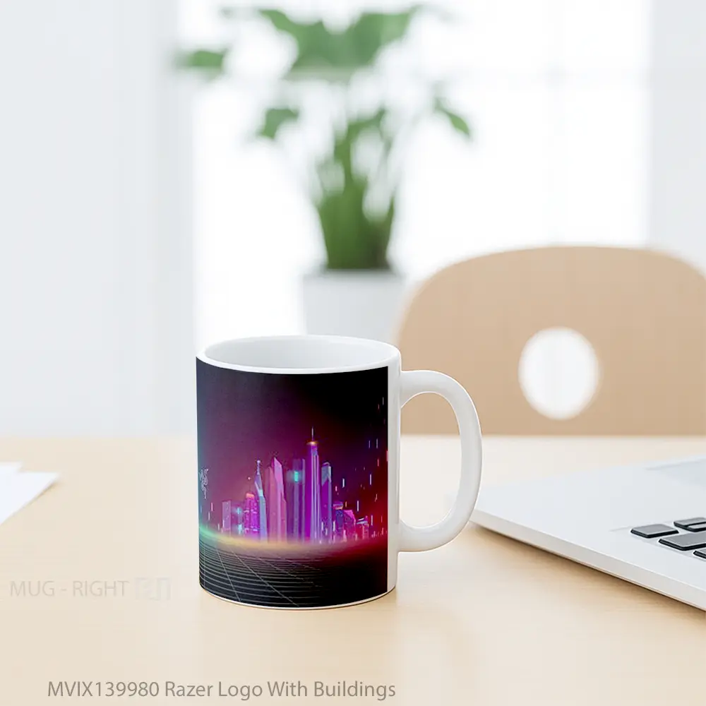 Mug Razer Logo With Buildings Gelas Keramik Unik - All-side / Desain