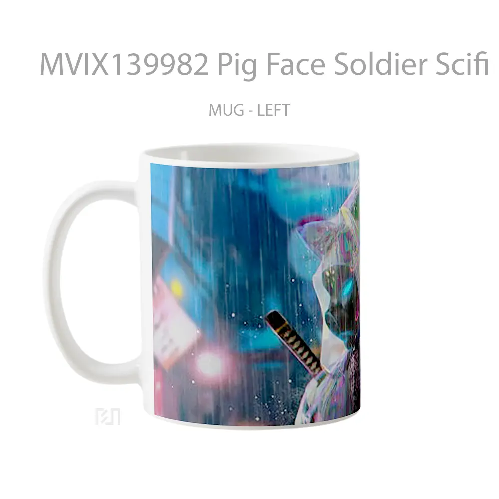 Mug Pig Face Soldier Scifi Gelas Hewan Lucu - All-side / Desain