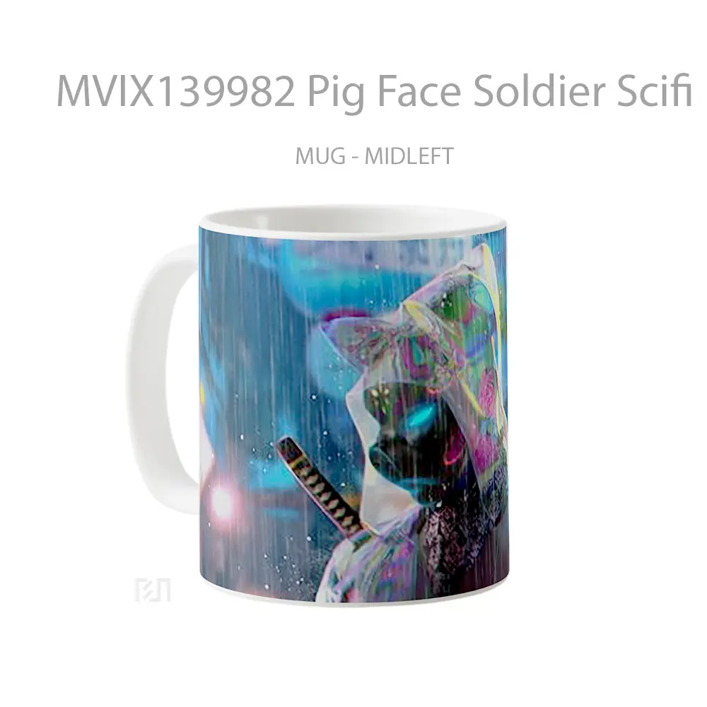 Mug Pig Face Soldier Scifi Gelas Hewan Lucu - All-side / Desain