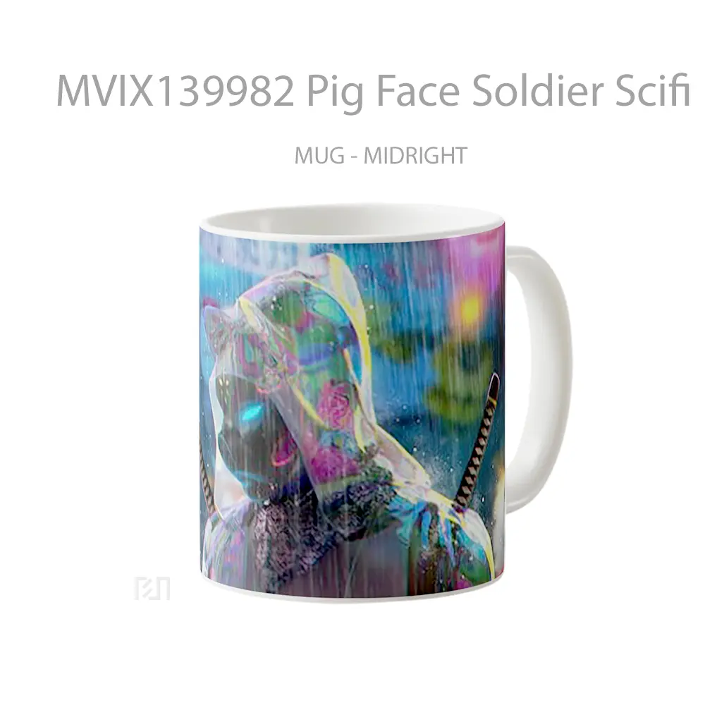 Mug Pig Face Soldier Scifi Gelas Hewan Lucu - All-side / Desain