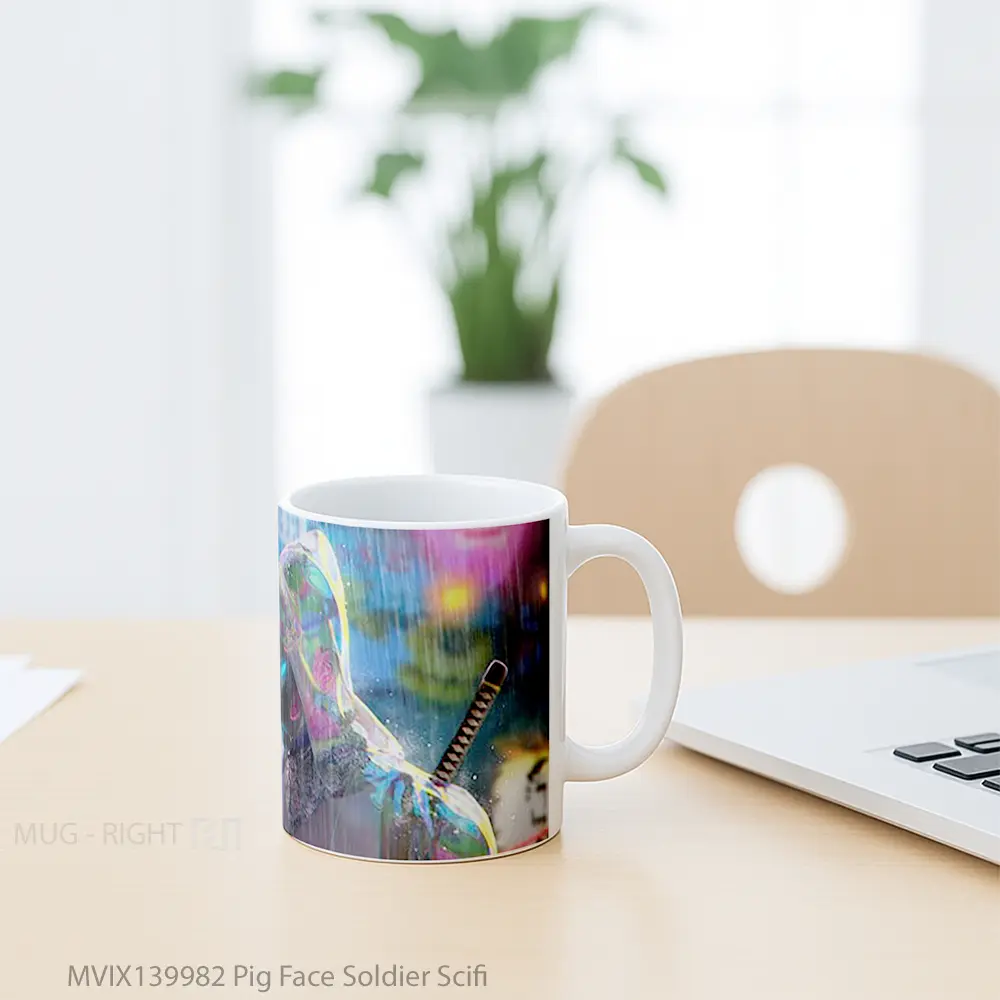Mug Pig Face Soldier Scifi Gelas Hewan Lucu - All-side / Desain