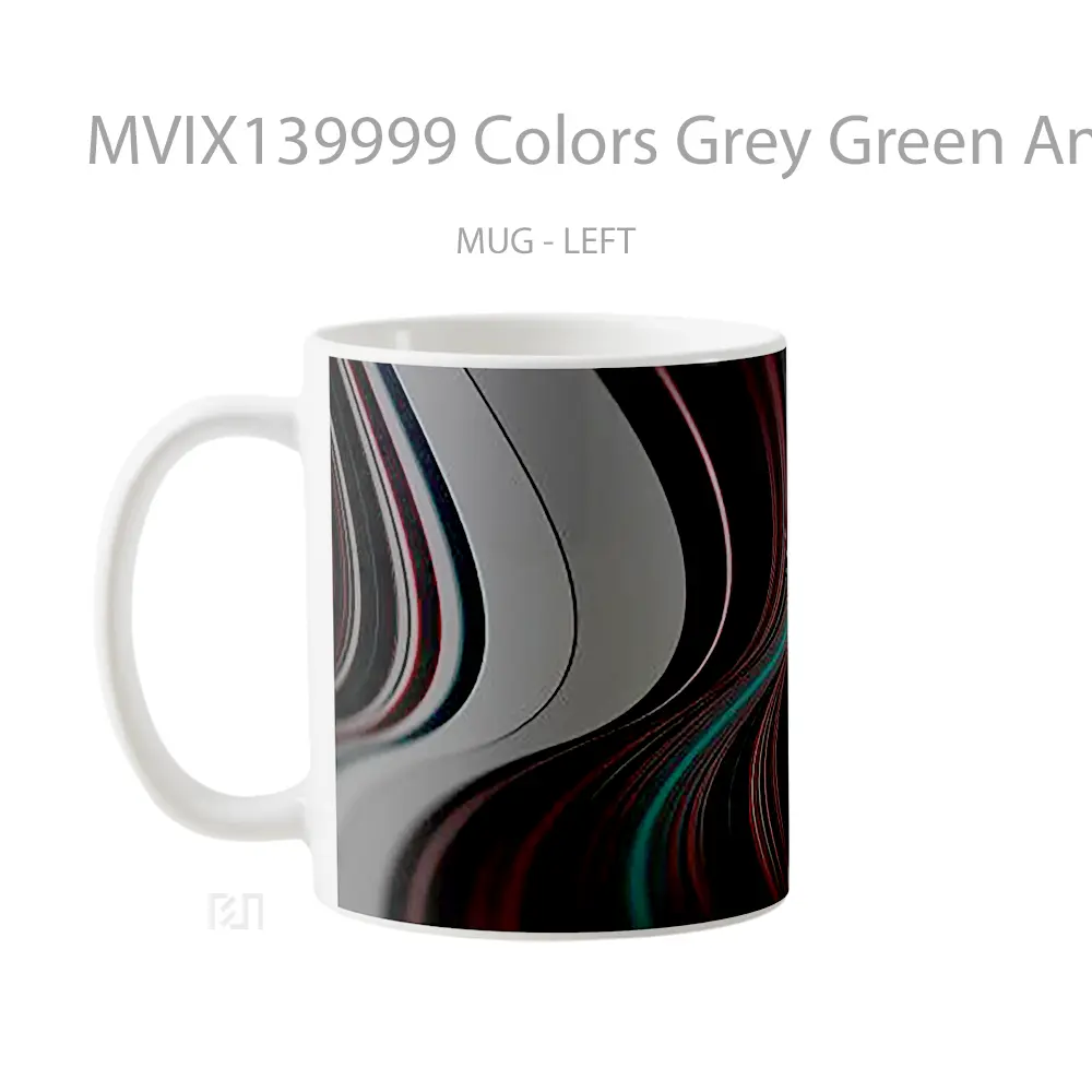 Mug Colors Grey Green And Red Gelas Keramik Unik - All-side / Desain
