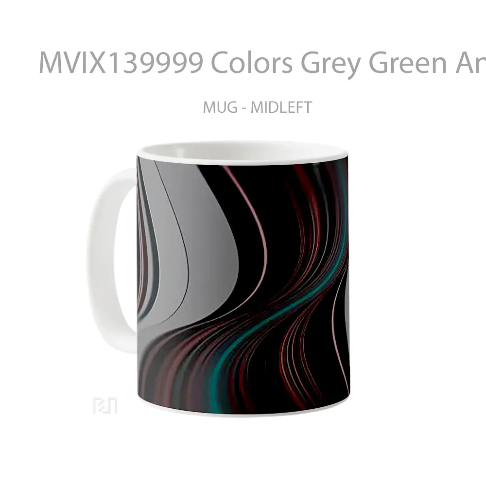 Mug Colors Grey Green And Red Gelas Keramik Unik - All-side / Desain
