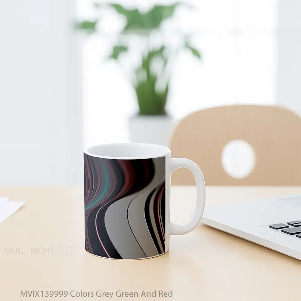 Mug Colors Grey Green And Red Gelas Keramik Unik - All-side / Desain