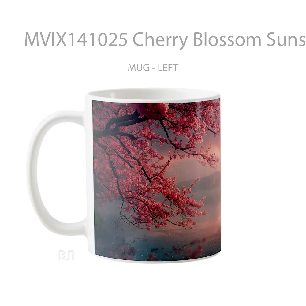 Mug Cherry Blossom Sunset Scenery Gelas Pemandangan Alam - All-side / Desain