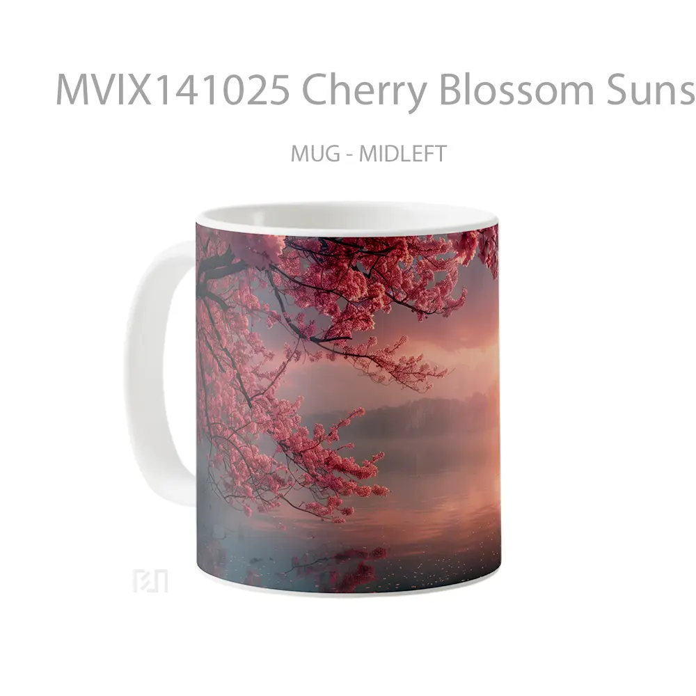 Mug Cherry Blossom Sunset Scenery Gelas Pemandangan Alam - All-side / Desain