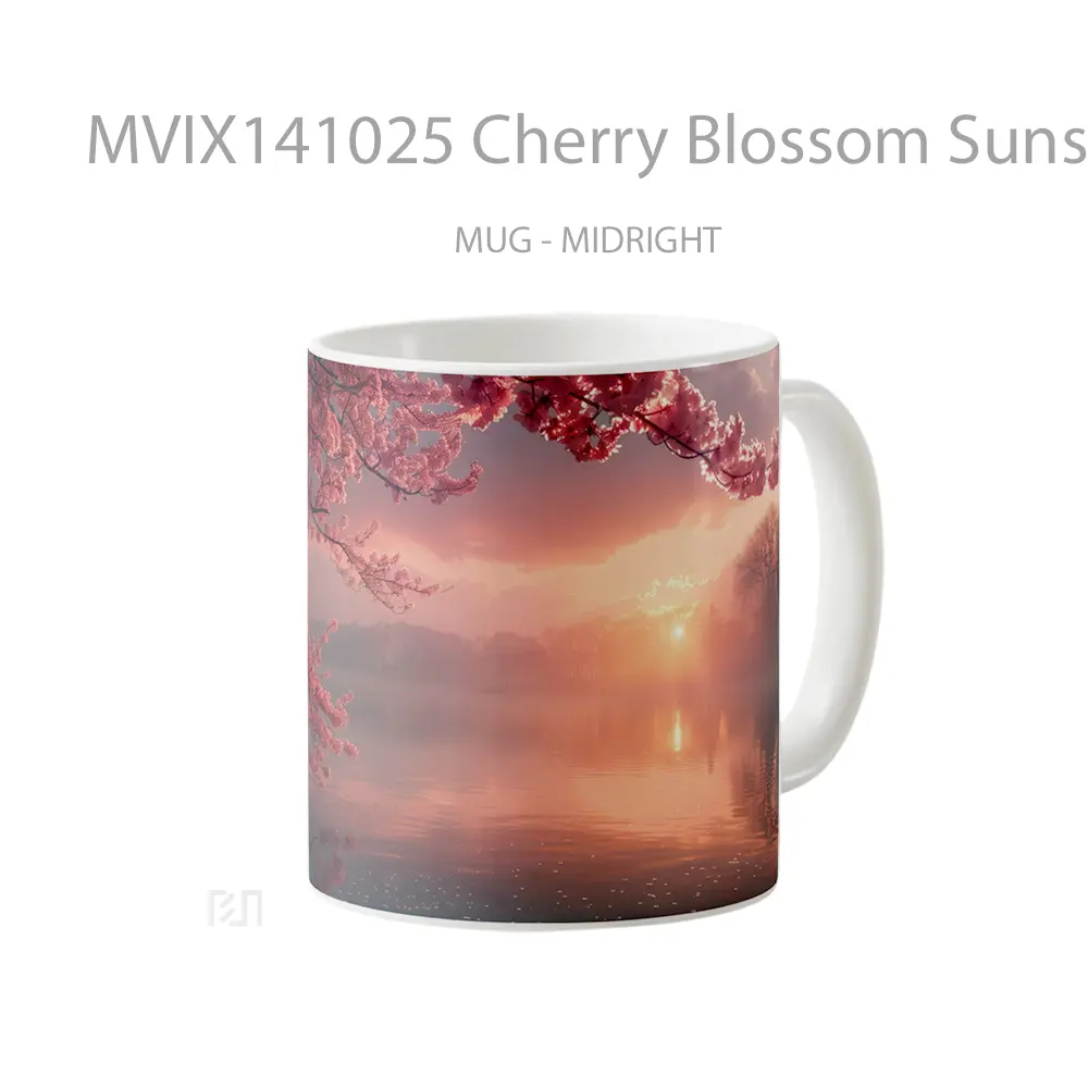 Mug Cherry Blossom Sunset Scenery Gelas Pemandangan Alam - All-side / Desain