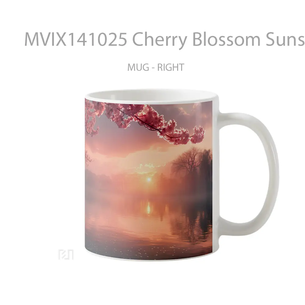 Mug Cherry Blossom Sunset Scenery Gelas Pemandangan Alam - All-side / Desain