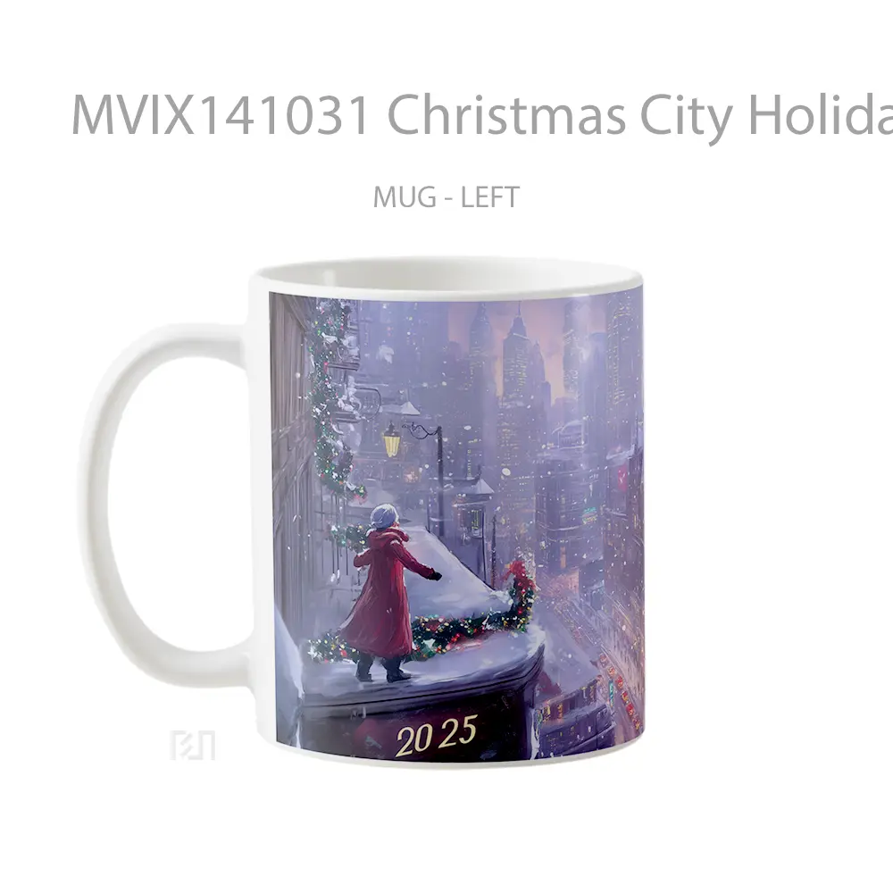 Mug Christmas City Holiday 2025 New Yea Gelas Keramik Unik - All-side / Desain