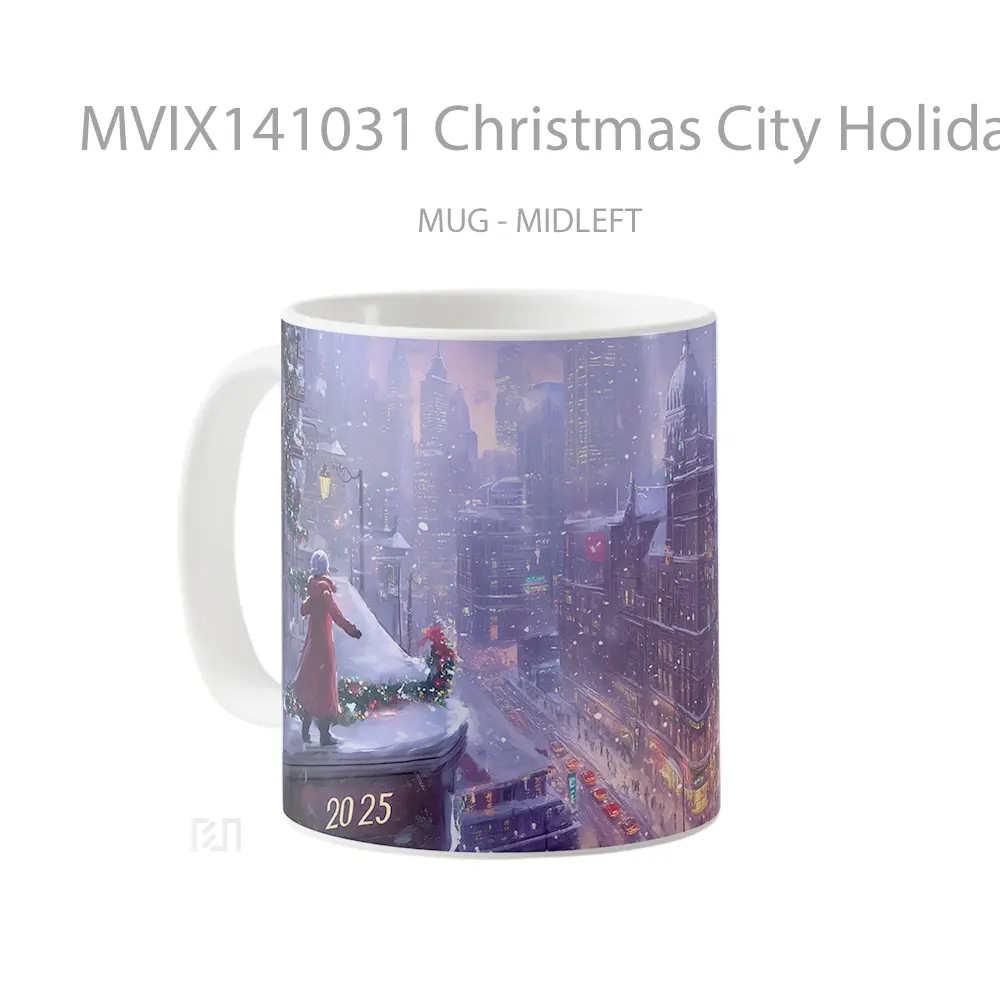 Mug Christmas City Holiday 2025 New Yea Gelas Keramik Unik - All-side / Desain