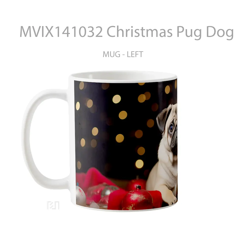 Mug Christmas Pug Dog Gelas Hewan Lucu - All-side / Desain