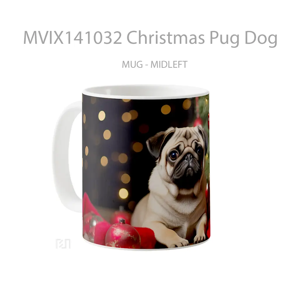 Mug Christmas Pug Dog Gelas Hewan Lucu - All-side / Desain