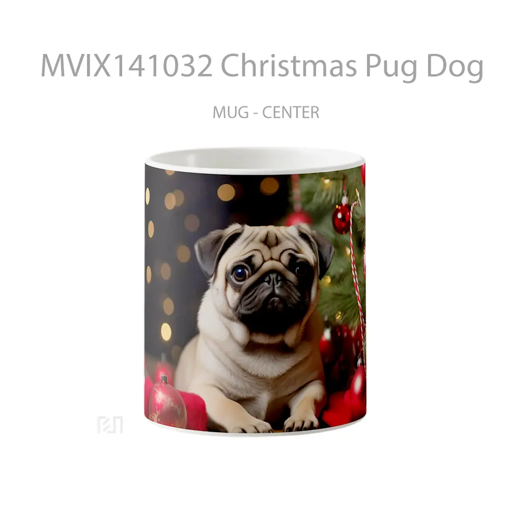 Mug Christmas Pug Dog Gelas Hewan Lucu