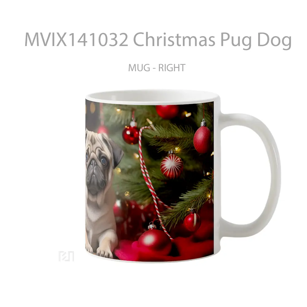 Mug Christmas Pug Dog Gelas Hewan Lucu - All-side / Desain