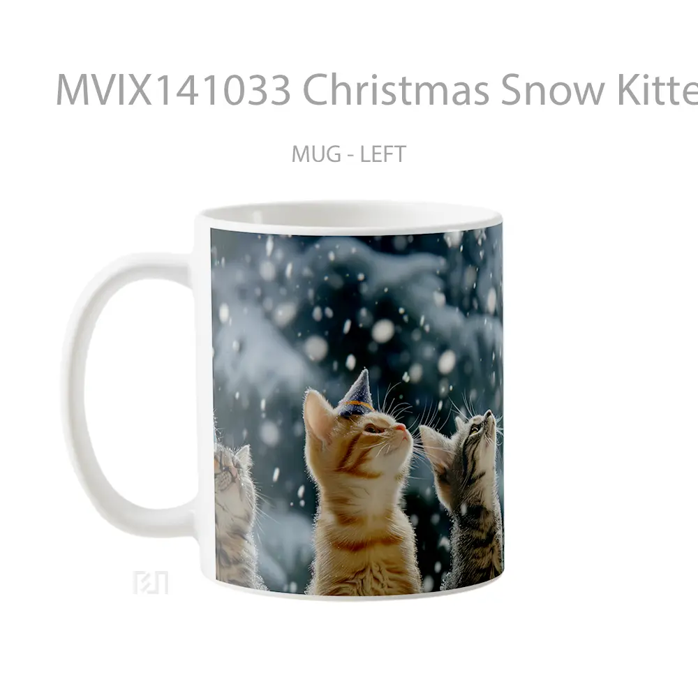 Mug Christmas Snow Kitten Gelas Keramik Unik - All-side / Desain