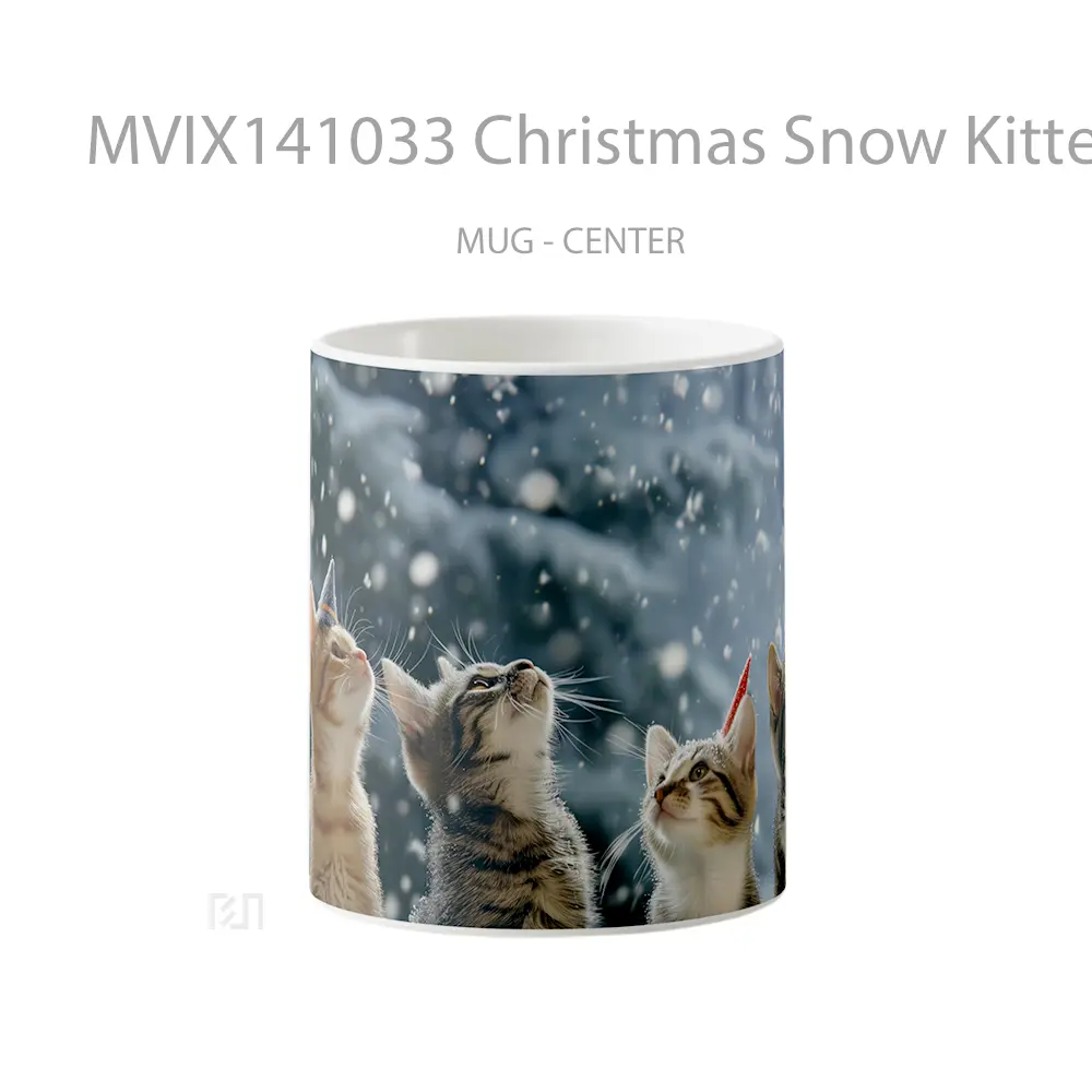 Mug Christmas Snow Kitten Gelas Keramik Unik