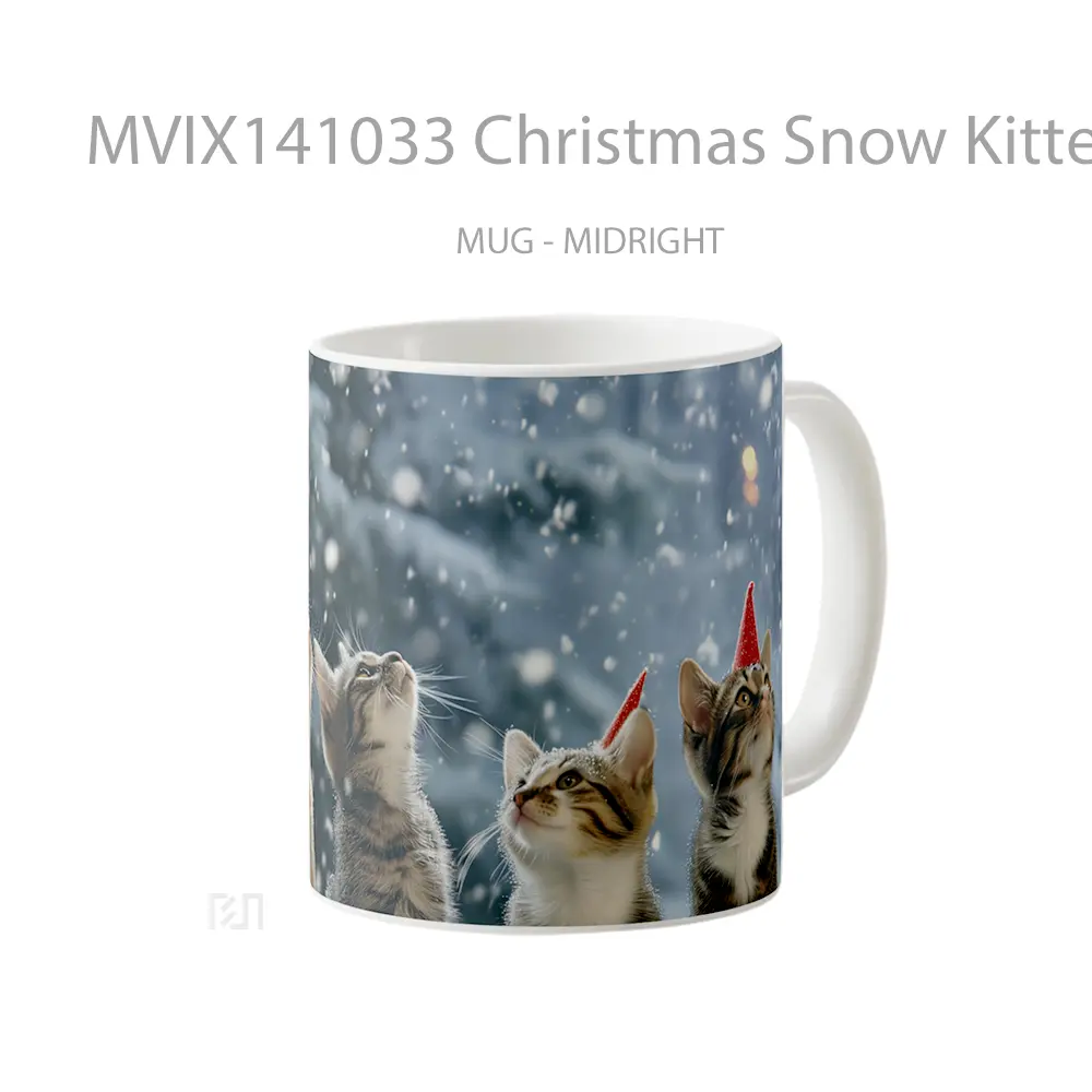 Mug Christmas Snow Kitten Gelas Keramik Unik - All-side / Desain