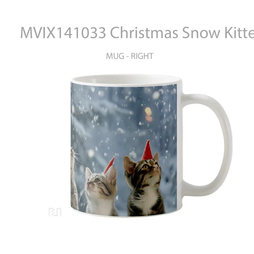 Mug Christmas Snow Kitten Gelas Keramik Unik - All-side / Desain