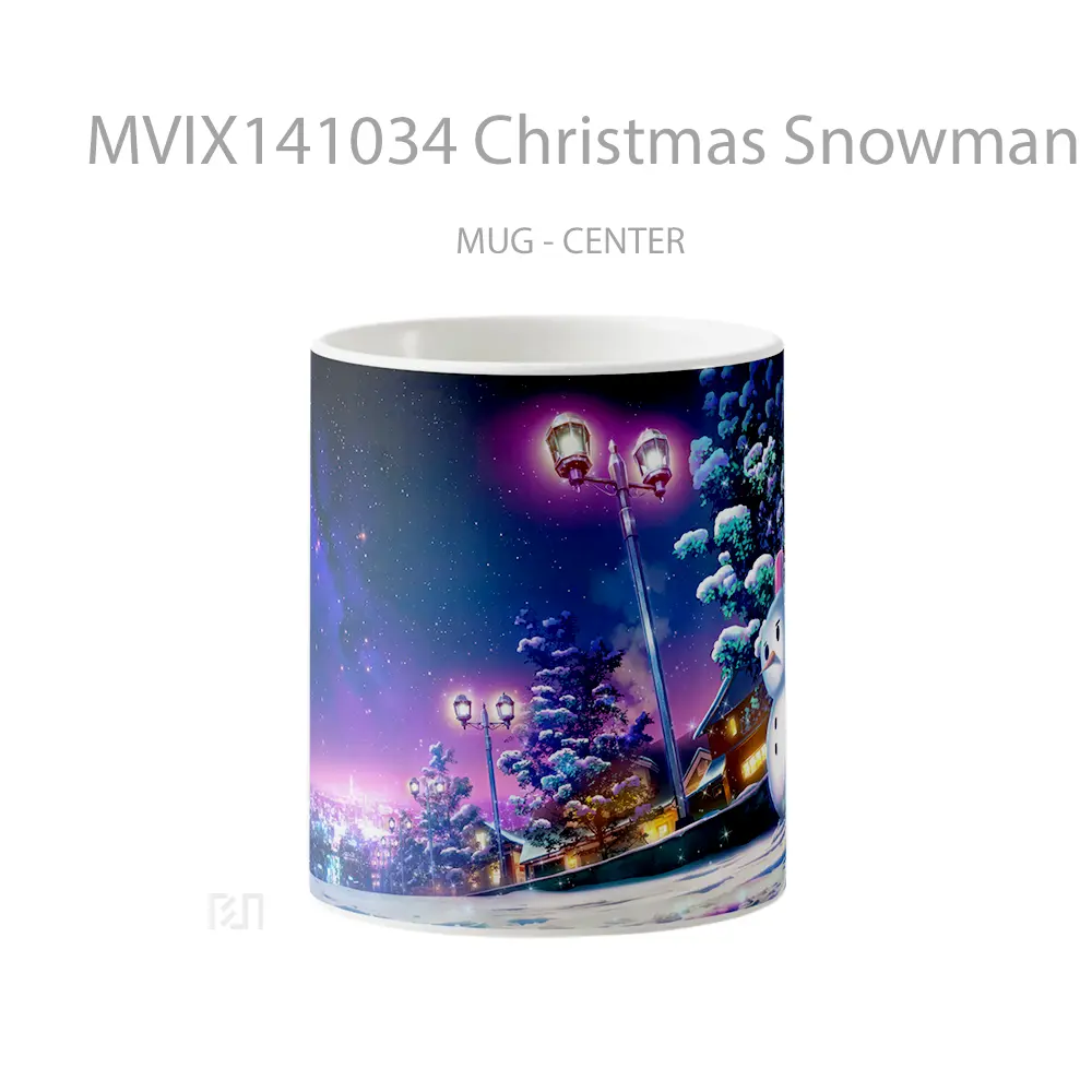 Mug Christmas Snowman Night Starry Sky Scenery Anime Art Cangkir Anime