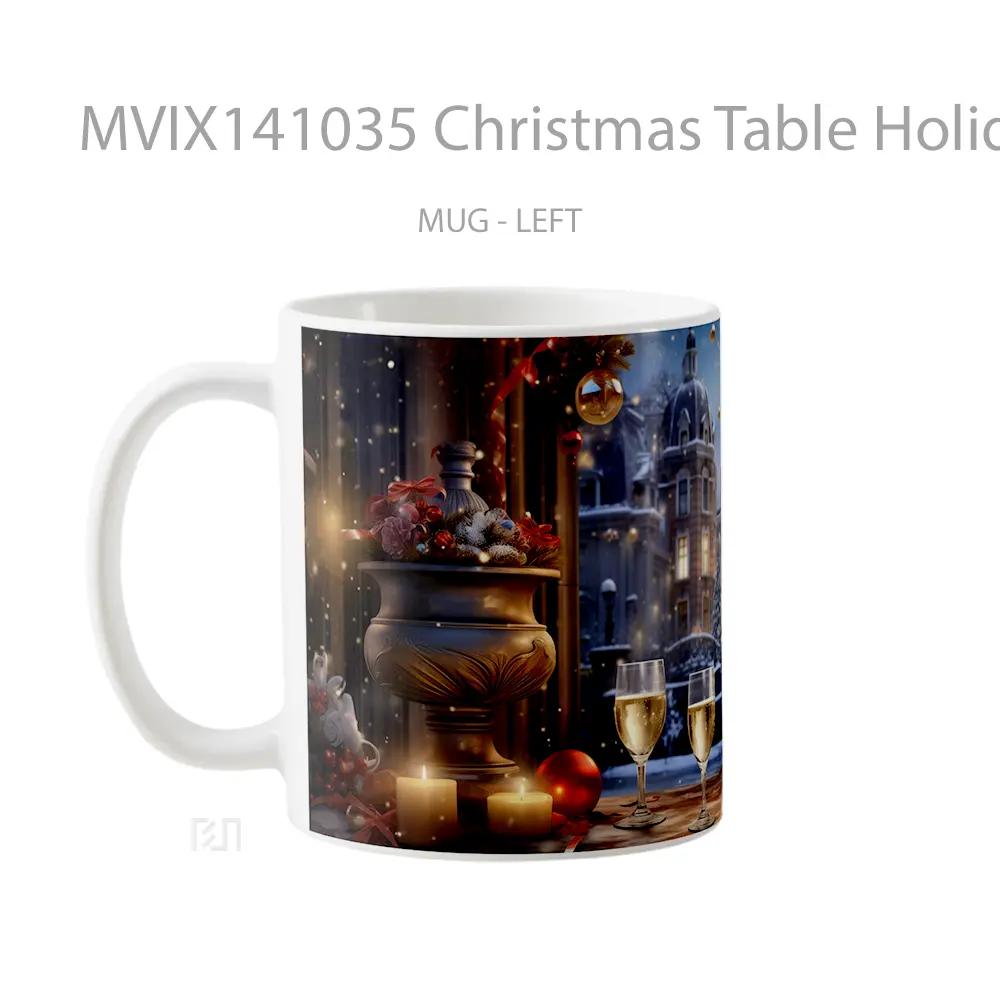 Mug Christmas Table Holiday Gelas Keramik Unik - All-side / Desain