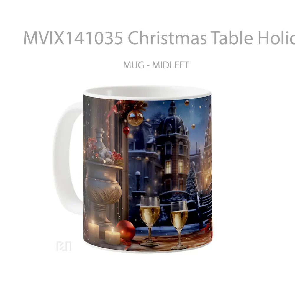 Mug Christmas Table Holiday Gelas Keramik Unik - All-side / Desain