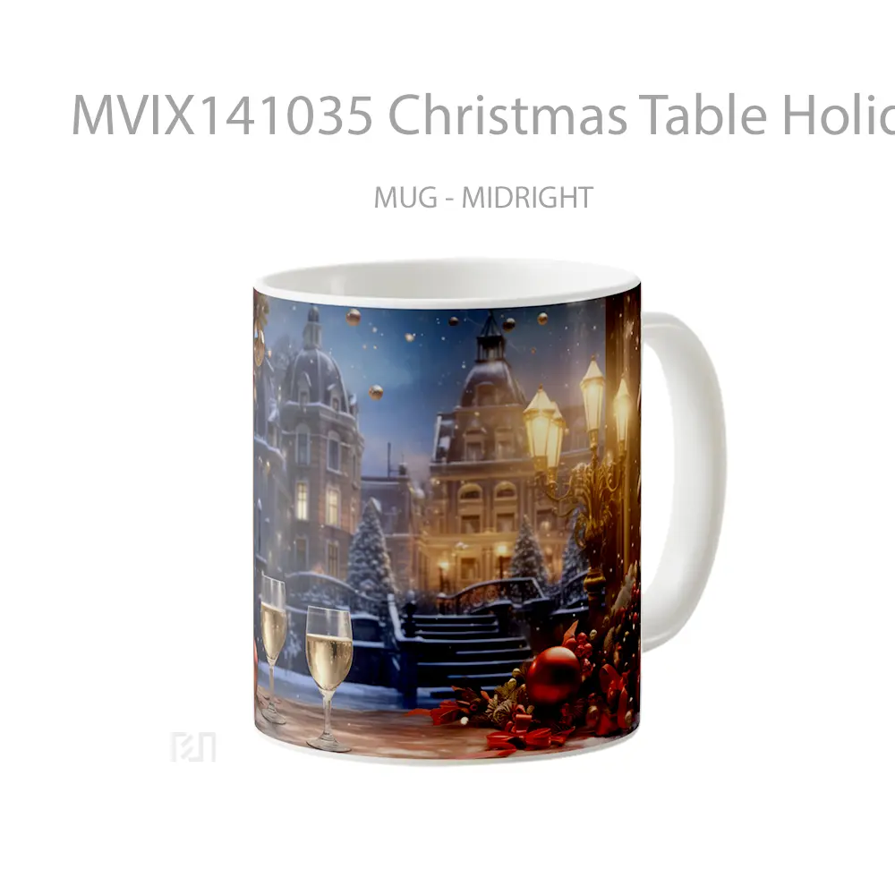 Mug Christmas Table Holiday Gelas Keramik Unik - All-side / Desain