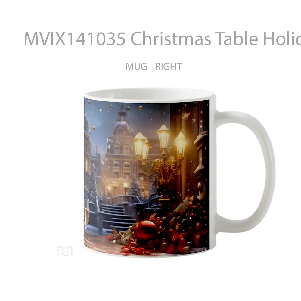 Mug Christmas Table Holiday Gelas Keramik Unik - All-side / Desain