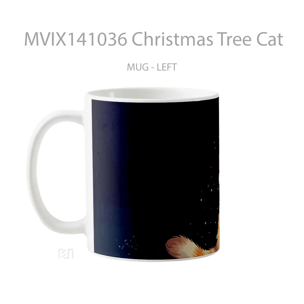 Mug Christmas Tree Cat Gelas Hewan Lucu - All-side / Desain