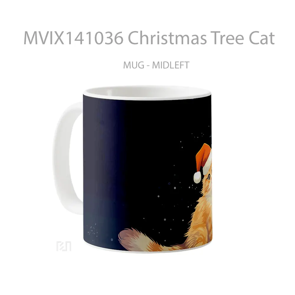 Mug Christmas Tree Cat Gelas Hewan Lucu - All-side / Desain