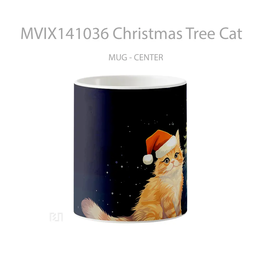 Mug Christmas Tree Cat Gelas Hewan Lucu
