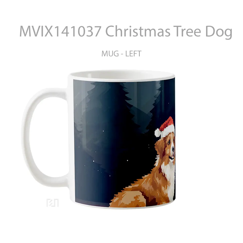 Mug Christmas Tree Dog Gelas Hewan Lucu - All-side / Desain