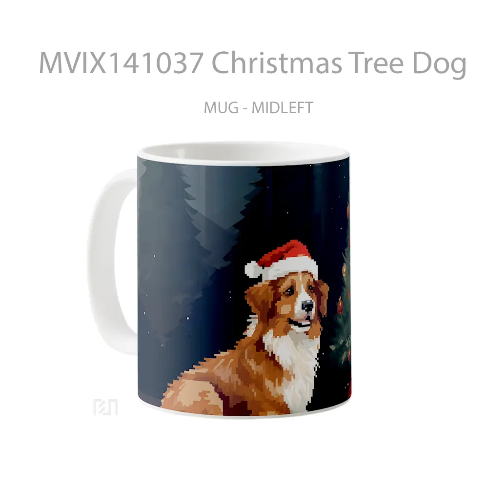 Mug Christmas Tree Dog Gelas Hewan Lucu - All-side / Desain