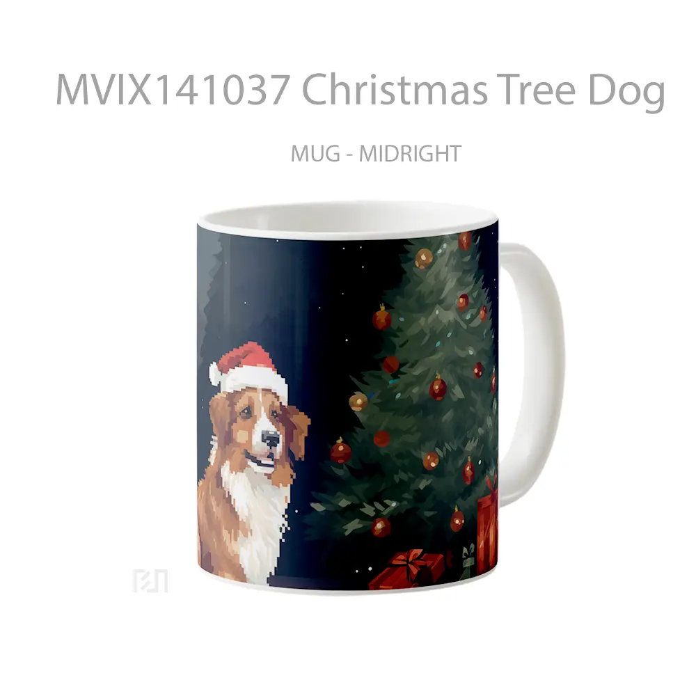 Mug Christmas Tree Dog Gelas Hewan Lucu - All-side / Desain