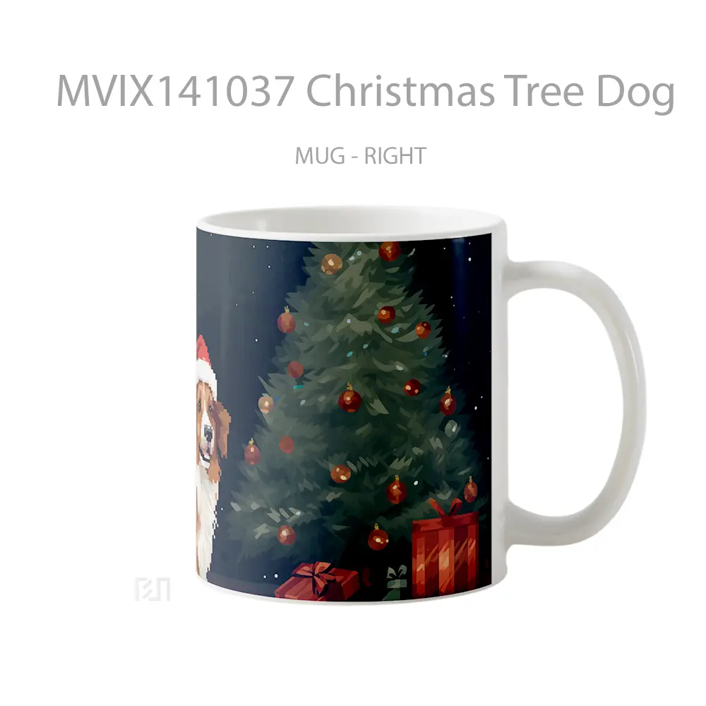 Mug Christmas Tree Dog Gelas Hewan Lucu - All-side / Desain