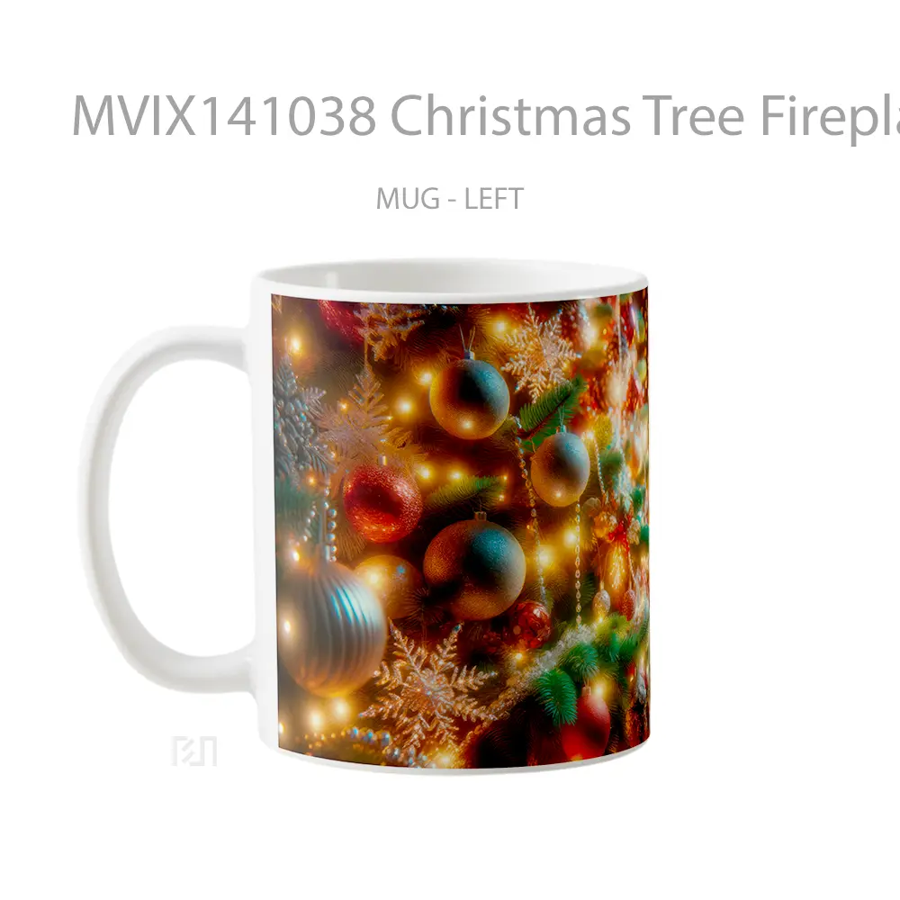 Mug Christmas Tree Fireplace Gelas Keramik Unik - All-side / Desain