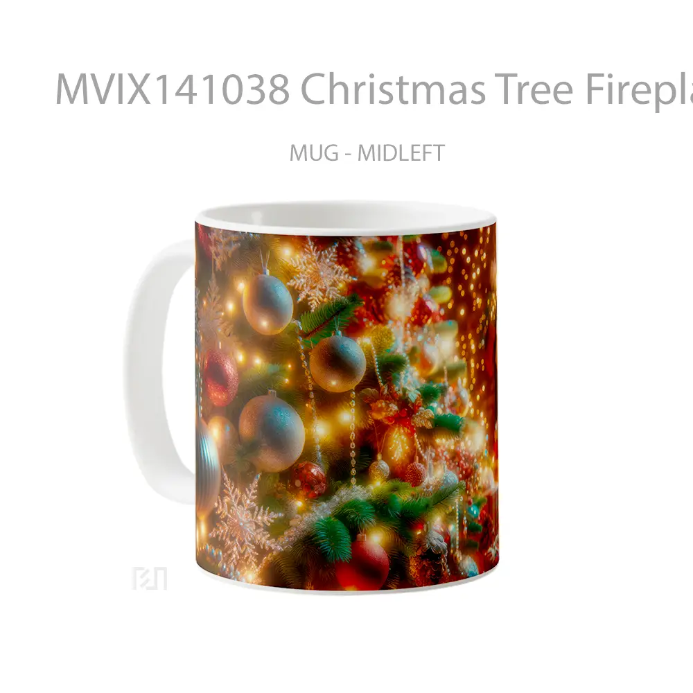 Mug Christmas Tree Fireplace Gelas Keramik Unik - All-side / Desain
