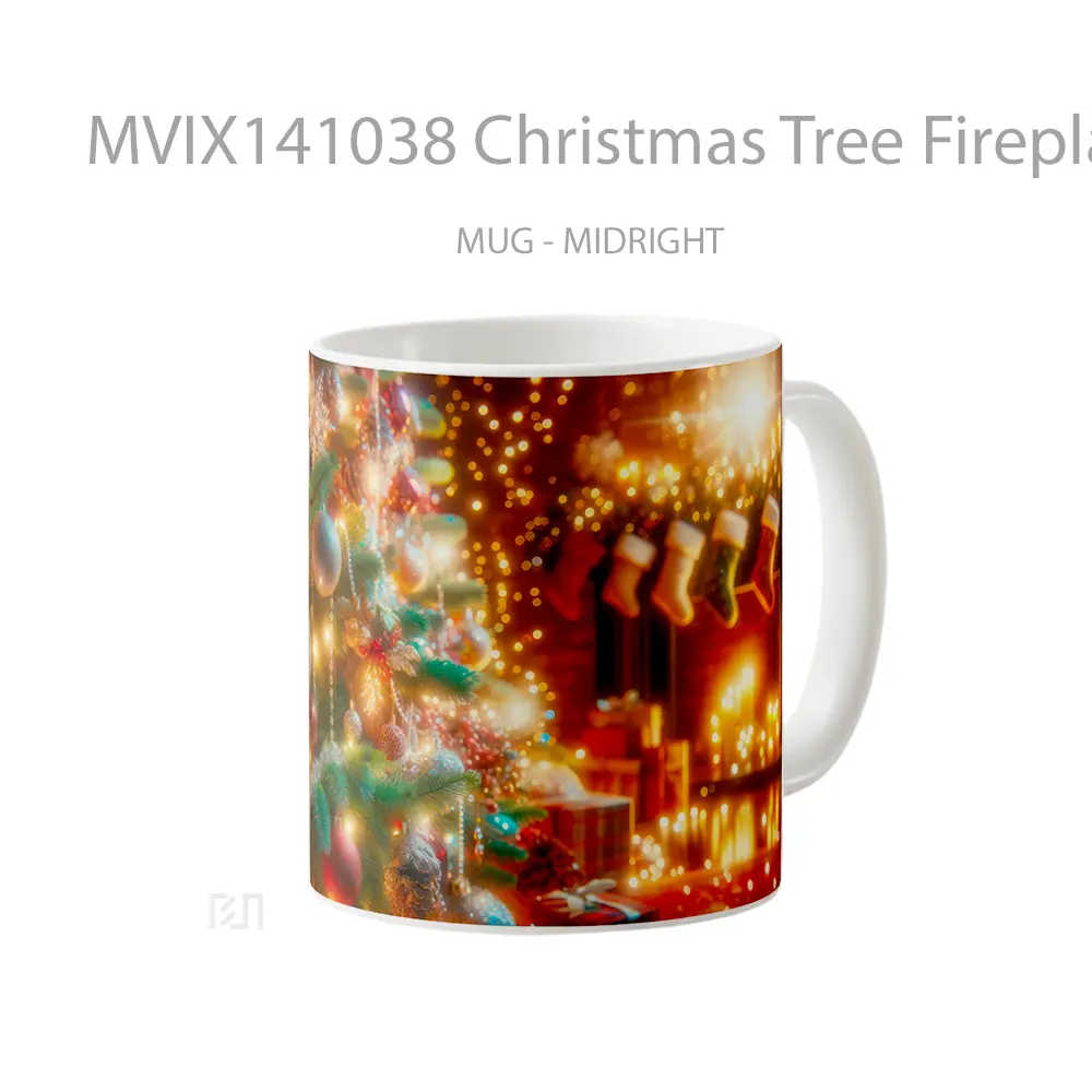Mug Christmas Tree Fireplace Gelas Keramik Unik - All-side / Desain