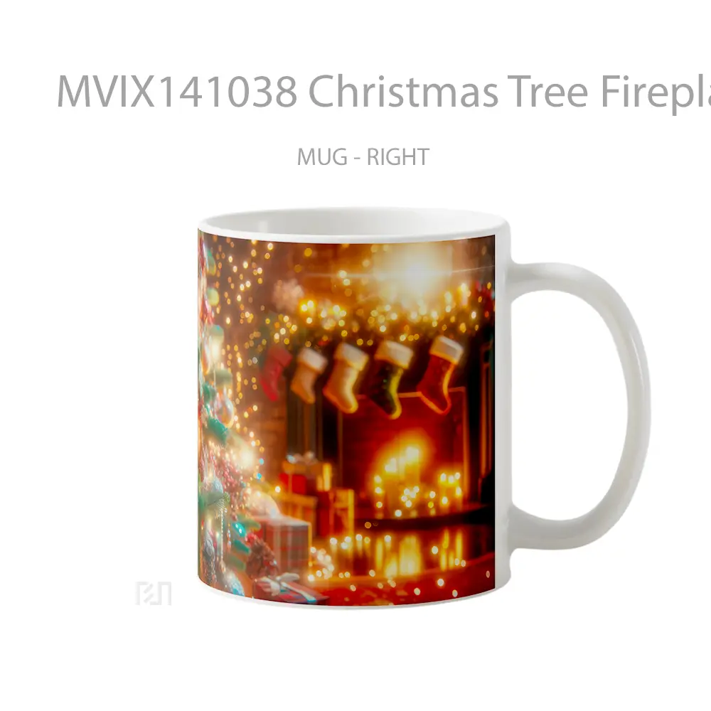 Mug Christmas Tree Fireplace Gelas Keramik Unik - All-side / Desain