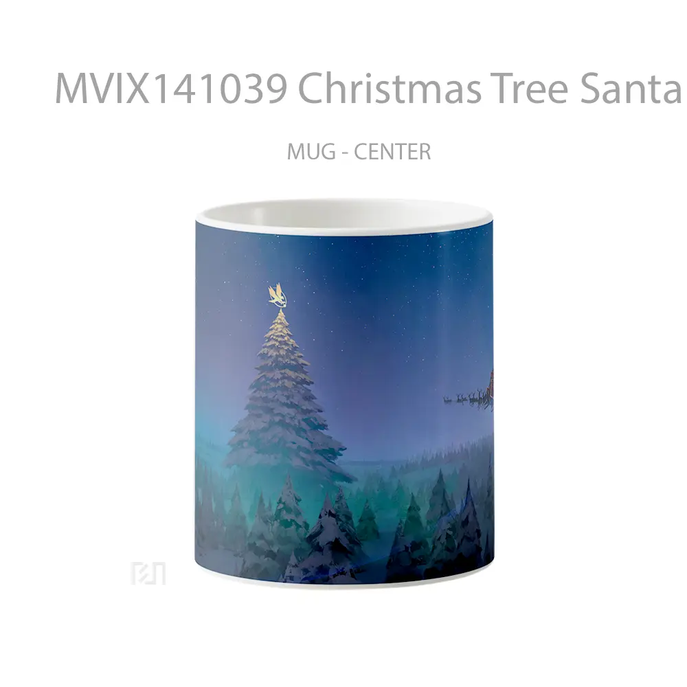 Mug Christmas Tree Santa Claus Sleigh Christmass Gelas Keramik Unik
